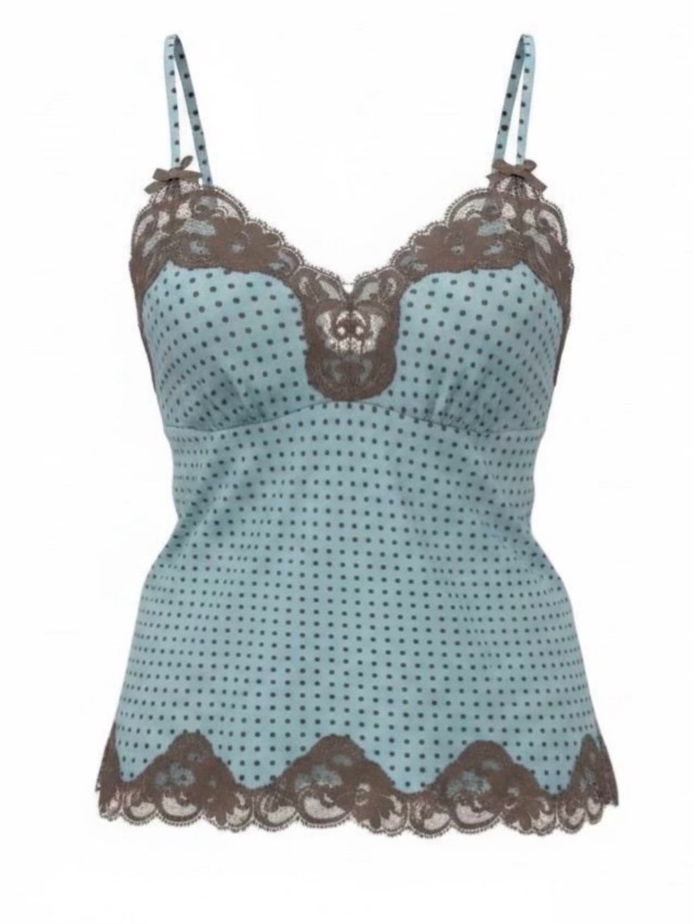 Gold Hawk Silk Polka Dot Cami Niagara Blue/Brown